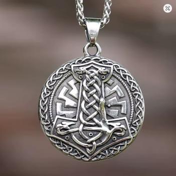 Neuer Edelstahl-Wikinger-Anhänger mit Thorshammer und keltischem Knoten, Runenanhänger für Herren, Vintage-Schmuck